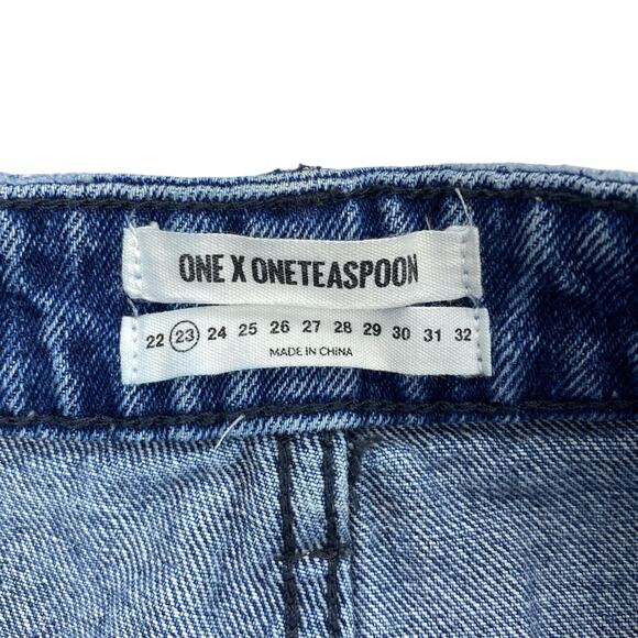 ONE X ONETEASPOON Bandits High Waisted Slim Fit Cuffed Hem Denim Short Sz 23 - Picture 6 of 9